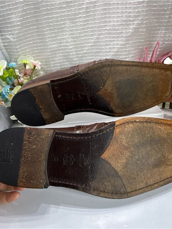 (N2)David Eden men dress shoes brown, genuine alligator and crocodile leather,13 main image 8